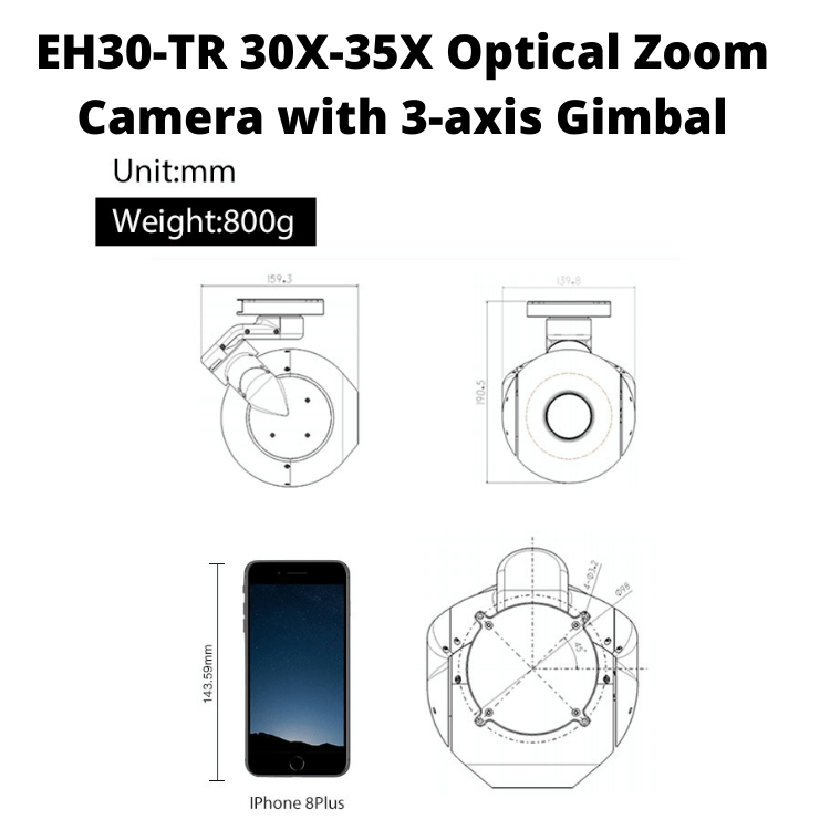 EH30-TR 30X-35X Optical Zoom Camera with 3-axis Gimbal--Free shipping