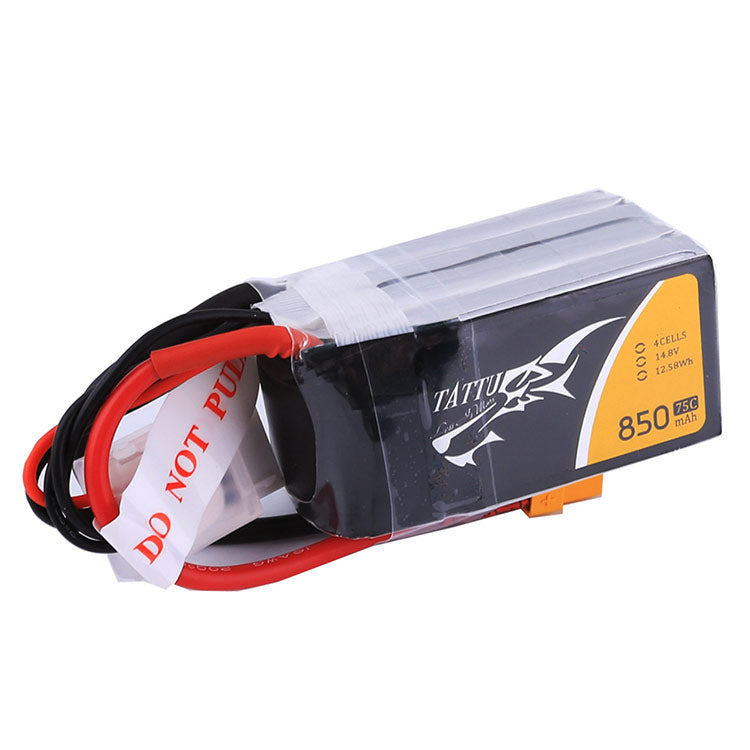 Tattu 850mAh 14.8V 75C 4S1P Lipo Battery Pack With XT60 Plug
