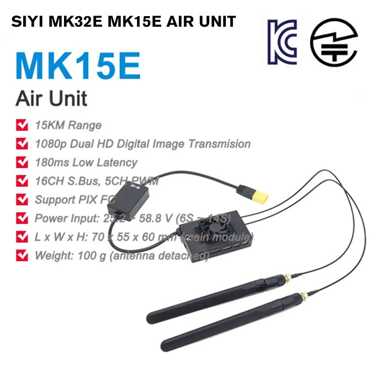 SIYI MK32E MK15E Air Unit with Full HD 1080p Long Range Image Transmission SBUS PWM Ethernet Mavlink Telemetry MIC Certified