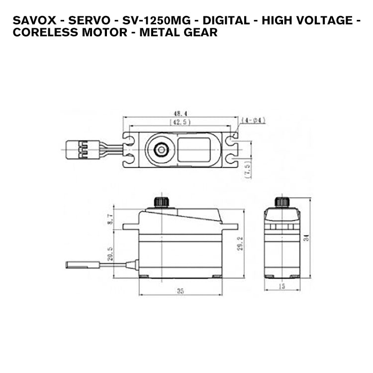 Savox - Servo - SV-1250MG - Digital - High Voltage - Coreless Motor - Metal Gear
