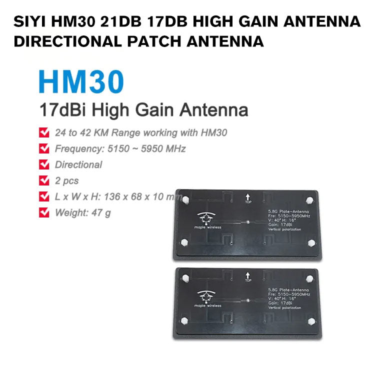 SIYI HM30 21dB 17dB High Gain Antenna Directional Patch Antenna