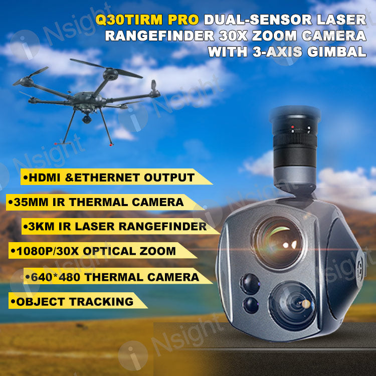 Q30TIRM pro Dual-Sensor Laser Rangefinder 30X Zoom Camera with 3-axis Gimbal
