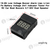 1S-8S Low Voltage Buzzer Alarm Lipo Li-ion Fe Battery Voltage 2in1 Indicator Tester For RC Car Boat Buzzers 3.7-30V Dual Speaker