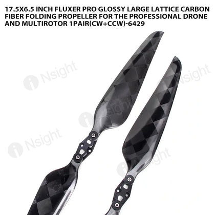 17.5x6.5 Inch FLUXER Pro Glossy Large lattice Carbon fiber folding propeller for the professional drone and multirotor 1pair(CW+CCW)-6429