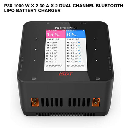 P30 1000 W x 2 30 A x 2 Dual Channel Bluetooth Lipo Battery Charger