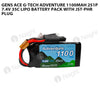 Gens Ace 1100mAh 2S 35C 7.4V G-Tech Adventure Lipo Battery Pack With JST-PHR Plug