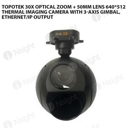 Topotek 30x optical zoom + 50mm lens 640*512 thermal imaging camera with 3-axis gimbal, Ethernet/IP output