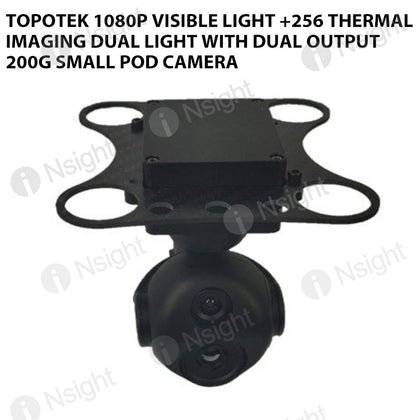 Topotek 1080P visible light +256 thermal imaging dual light with dual output 200g small pod camera