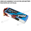 Gens Ace 2400mAh 7.4V 2S1P RX Lipo Battery Pack With JST-SYP Plug