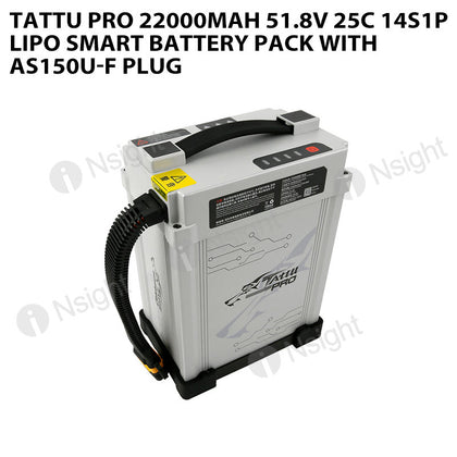 Tattu Pro 22000mAh 51.8V 25C 14S1P Lipo Smart Battery Pack With AS150U-F Plug