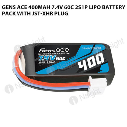 Gens Ace 400mAh 7.4V 60C 2S1P Lipo Battery Pack With JST-XHR Plug