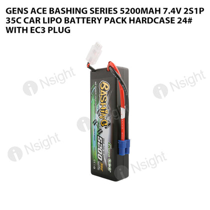 Gens Ace Bashing Series 5200mAh 7.4V 2S1P 35C Car Lipo Battery Pack Hardcase 24# With EC3 Plug