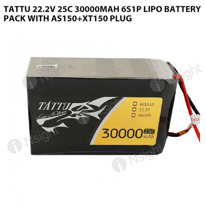 Tattu 30000mAh 6S 22.2V 25C Lipo Battery Pack With AS150+XT150 Plug