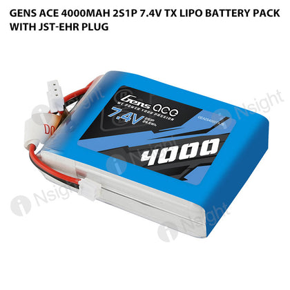 Gens Ace 4000mAh 2S1P 7.4V TX Lipo Battery Pack With JST-EHR Plug