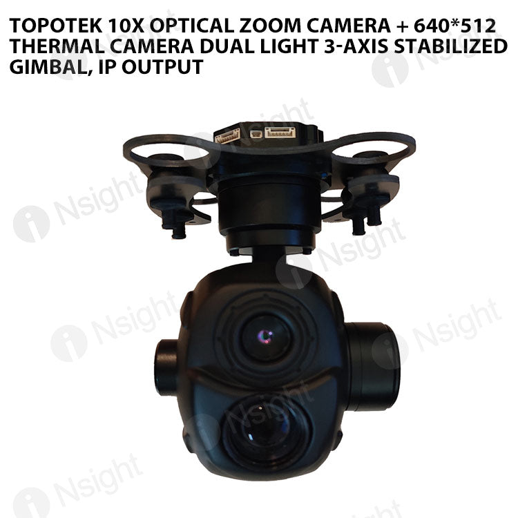 Topotek 10x Optical Zoom + 320*240 Thermal imaging Dual Light 3-Axis Gimbal, IP output