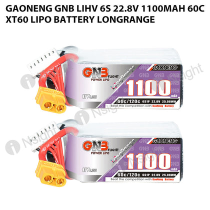 GAONENG GNB LiHV 6S 22.8V 1100mAh 60C XT60 LiPo Battery LongRange