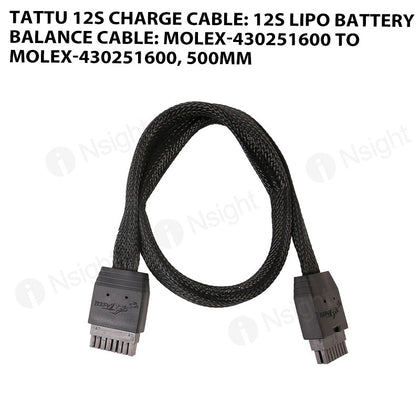 Tattu 12S Charge Cable: 12S Lipo Battery Balance Cable: MOLEX-430251600 To MOLEX-430251600, 500mm