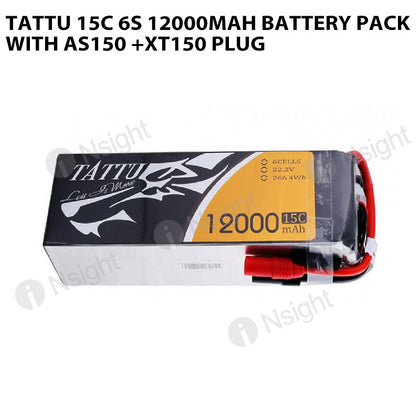 Tattu 15C 6S 12000mAh Battery Pack With AS150 +XT150 Plug