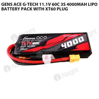 Gens Ace G-Tech 11.1V 60C 3S 4000mAh Lipo Battery Pack With XT60 Plug