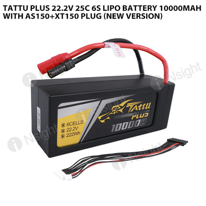 Tattu Plus 22.2V 25C 6S Lipo Battery 10000mAh With AS150+XT150 Plug (New Version)