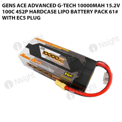 Gens Ace Advanced G-Tech 10000mAh 15.2V 100C 4S2P HardCase Lipo Battery Pack 61# With EC5 Plug