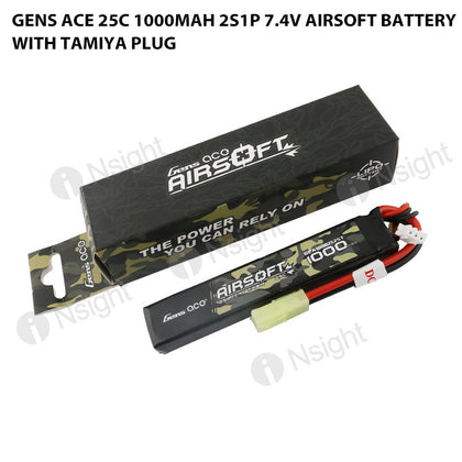 Gens Ace 25C 1000mAh 2S1P 7.4V Airsoft Battery With Tamiya Plug