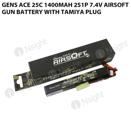 Gens Ace 25C 1400mAh 2S1P 7.4V Airsoft Gun Battery With Tamiya Plug