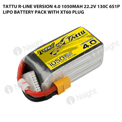 Tattu 1050mAh 6S 130C 22.2V R-Line Version 4.0 Lipo Battery Pack With XT60 Plug