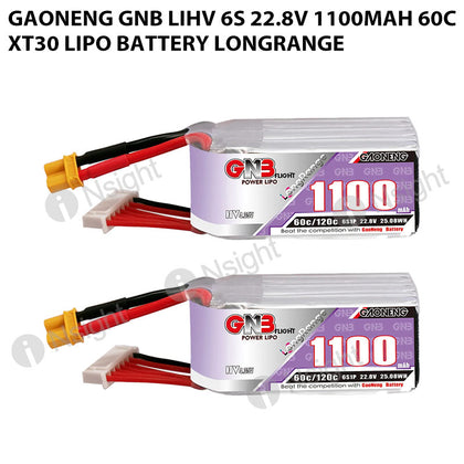 GAONENG GNB LiHV 6S 22.8V 1100mAh 60C XT30 LiPo Battery LongRange