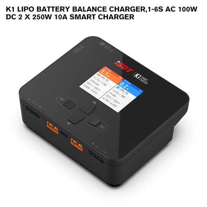 K1 Lipo Battery Balance Charger,1-6S AC 100W DC 2 x 250W 10A Smart Charger