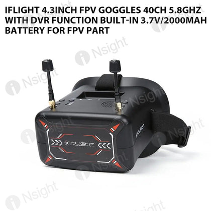 iFlight 4.3inch FPV Goggles 40CH 5.8GHz with DVR Function Built-in 3.7V/2000mAh battery for FPV part