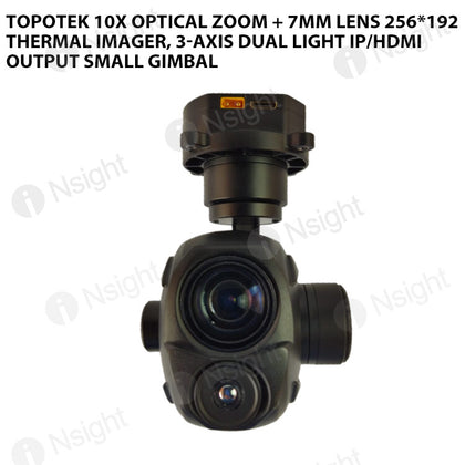 Topotek 10x Optical Zoom + 7mm Lens 256*192 Thermal Imager, 3-Axis Dual Light IP/HDMI Output Small Gimbal