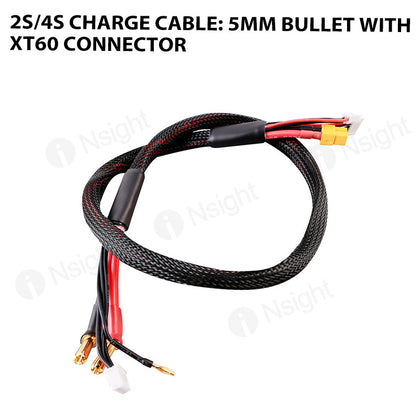 2S/4S Charge Cable: 5mm Bullet With XT60 Connector