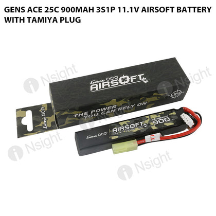 Gens Ace 25C 900mAh 3S1P 11.1V Airsoft Battery With Tamiya Plug