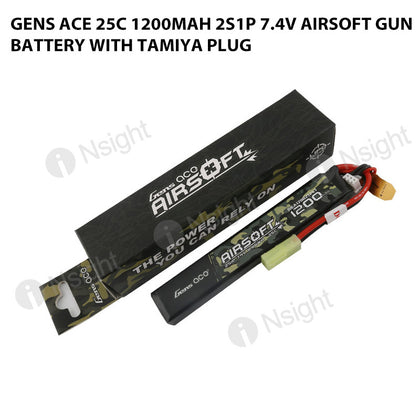 Gens Ace 25C 1200mAh 2S1P 7.4V Airsoft Gun Battery With Tamiya Plug