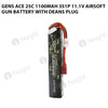 Gens Ace 1100mAh 3S 11.1V 25C Airsoft Gun Battery With Deans Plug