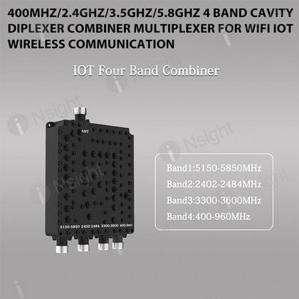 400MHz/2.4GHz/3.5GHz/5.8GHz 4 Band Cavity Diplexer Combiner Multiplexer For WiFi IOT Wireless Communication