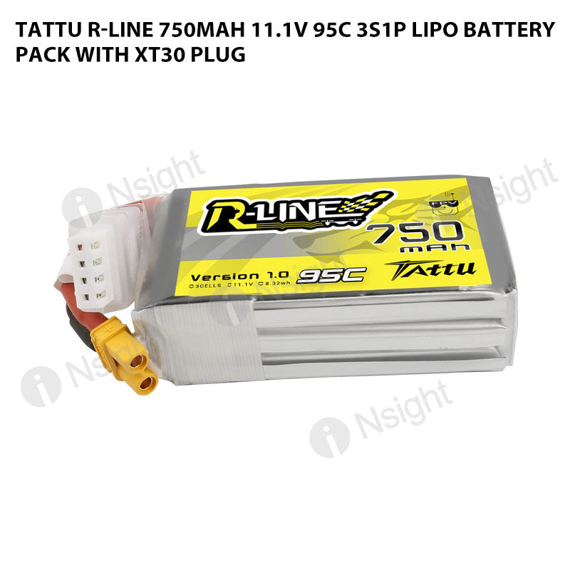Tattu 750mAh 3S 95C 11.1V R-Line Lipo Battery Pack With XT30 Plug ...