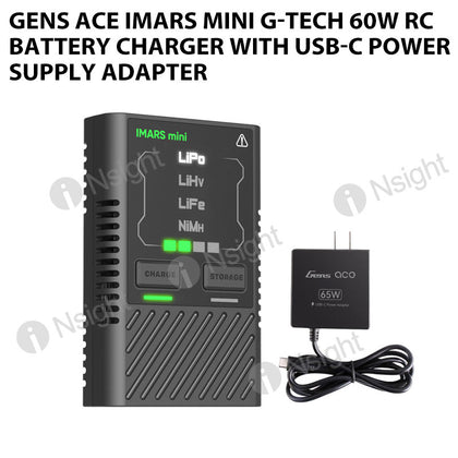 Gens Ace IMARS Mini G-Tech 60W RC Battery Charger With USB-C Power Supply Adapter