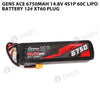 Gens Ace 6750mAh 4S 60C 14.8V Lipo Battery 12# XT60 Plug