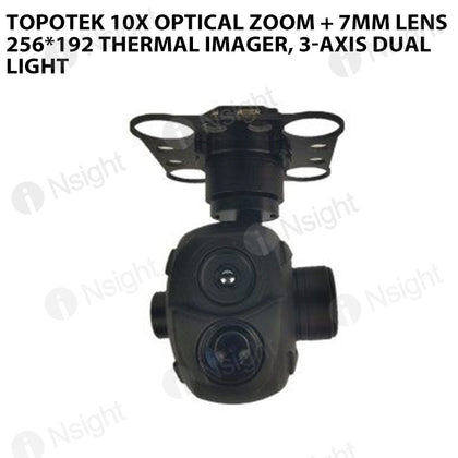 Topotek 10x optical zoom + 7mm lens 256*192 thermal imager, 3-axis dual light