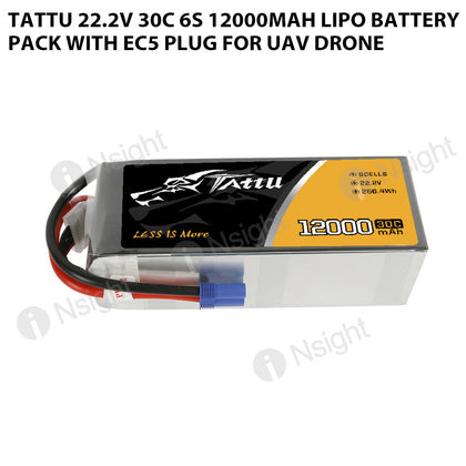 Tattu 22.2V 30C 6S 12000mAh Lipo Battery Pack With EC5 Plug For UAV Drone