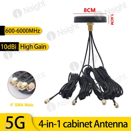 5G Omnidirectional Antenna 10dBi Amplifier Outdoor Waterproof 4-in-1 Combination Cabinet Antenna Long Range Signal Booster 4*SMA