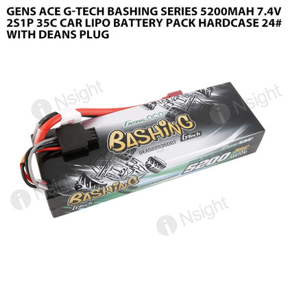 Gens Ace G-Tech Bashing Series 5200mAh 7.4V 2S1P 35C Car Lipo Battery Pack Hardcase 24# With Deans Plug