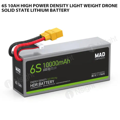 6S 10Ah High Power Density Light Weight Drone Solid State Lithium Battery