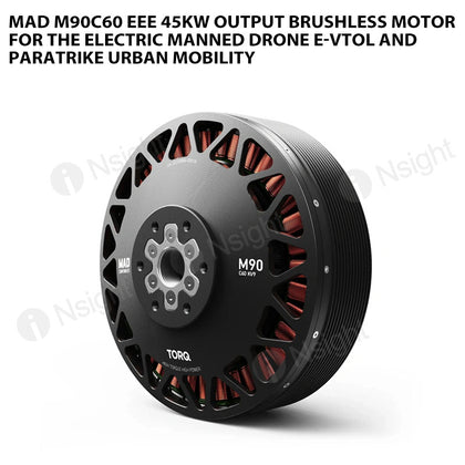 MAD M90C60 EEE 45KW output brushless motor for the electric manned drone e-VTOL and paratrike urban mobility