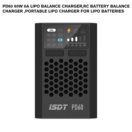 PD60 60W 6A Lipo Balance Charger,RC Battery Balance Charger ,Portable Lipo Charger for Lipo Batteries