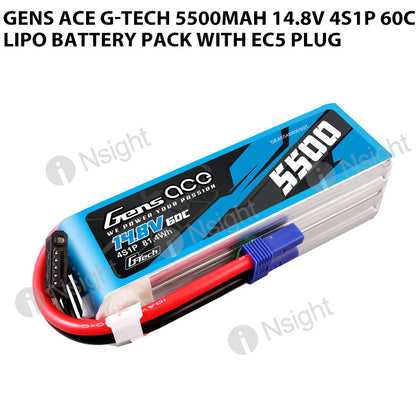 【stop product】Gens Ace G-Tech 5500mAh 14.8V 4S1P 60C Lipo Battery Pack With EC5 Plug