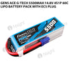 【stop product】Gens Ace G-Tech 5500mAh 14.8V 4S1P 60C Lipo Battery Pack With EC5 Plug