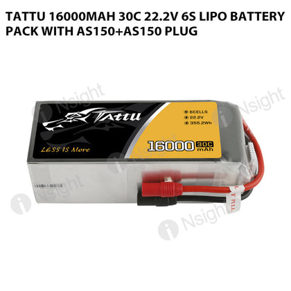 Tattu 16000mAh 30C 22.2V 6S Lipo Battery Pack With AS150+AS150 Plug